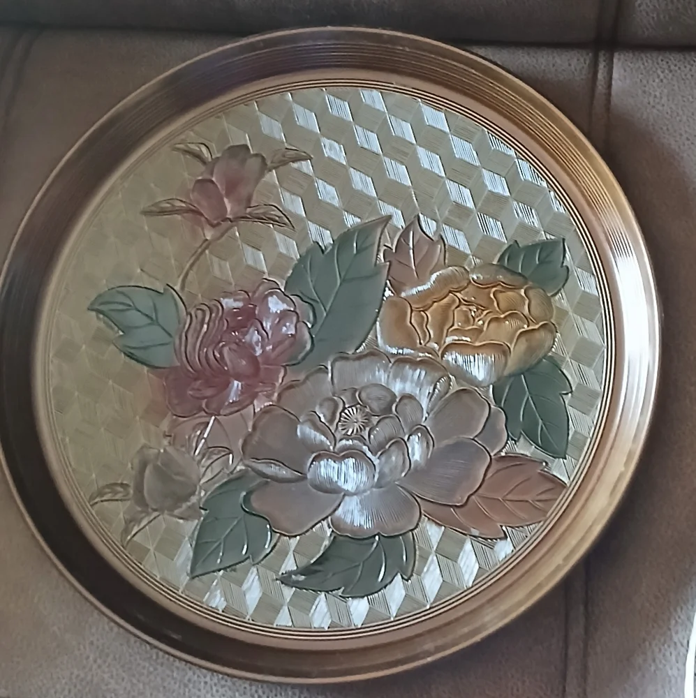 Vintage Japanese Lacquerware Floral Serving Tray